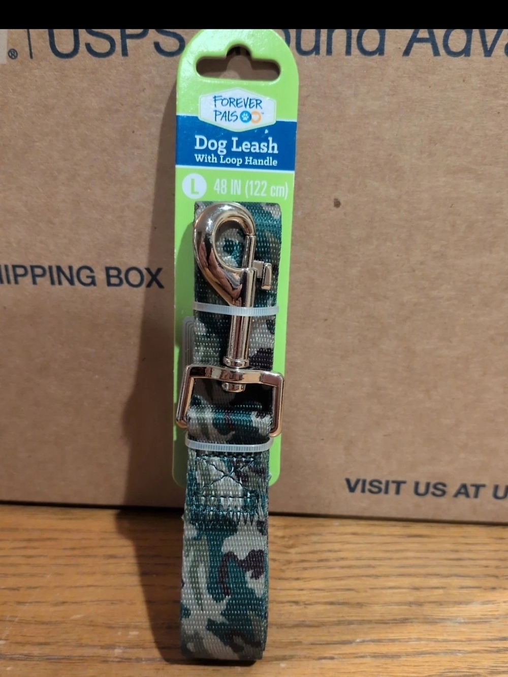 Forever Pals Green Camo Dog Leash with Metal Hardware